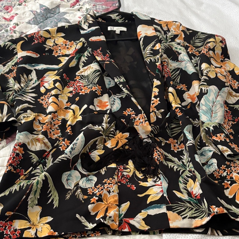 Zara Floral Blazer - Black and Multicolor